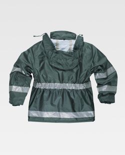 Gepolsterter Parka aus Oxford-Stoff, Reißverschluss, Grün mit mehreren Taschen
