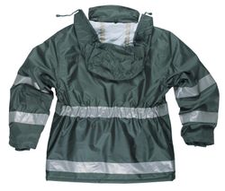 Gepolsterter Parka aus Oxford-Stoff, Reißverschluss, Grün mit mehreren Taschen