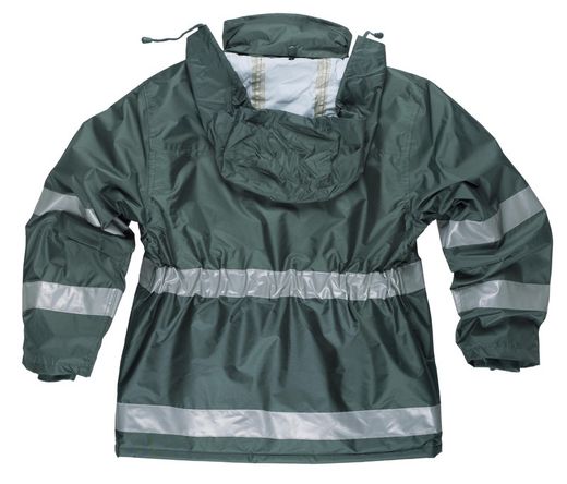Gepolsterter Parka aus Oxford-Stoff, Reißverschluss, Grün mit mehreren Taschen