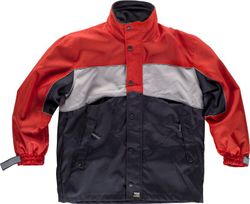 Parka tricolor desmontable Rojo Gris Negro