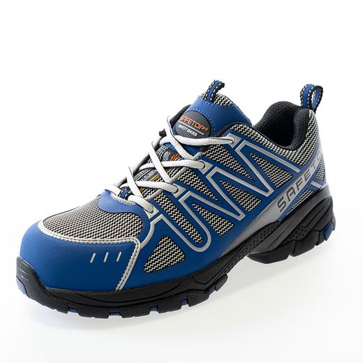 PERLIO Blue, zapato S1P azul de microfibra metal free