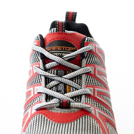 PERLIO Red, zapato S1P rojo de microfibra metal free
