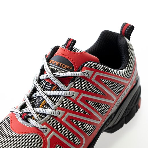 PERLIO Red, zapato S1P rojo de microfibra metal free