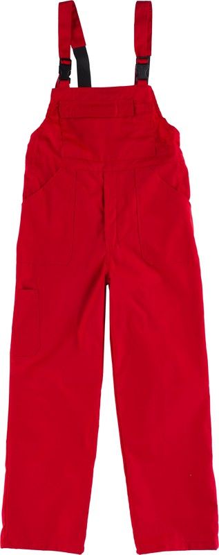 Boy's overalls, covered back, one chest bag and two sides, elastic straps Red