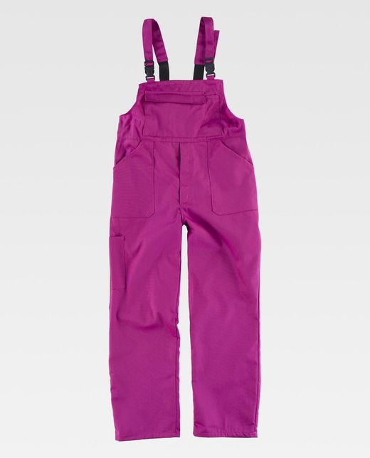 Tuta da ragazzo, schiena coperta, una borsa sul petto e due lati, cinturini elastici fucsia rosa