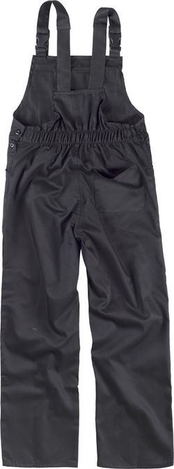 Salopette coperta a metà schiena, una borsa sul petto nera