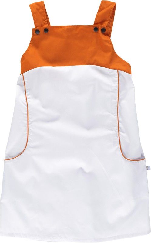 Two-tone pinafore with clasp closure White Orange