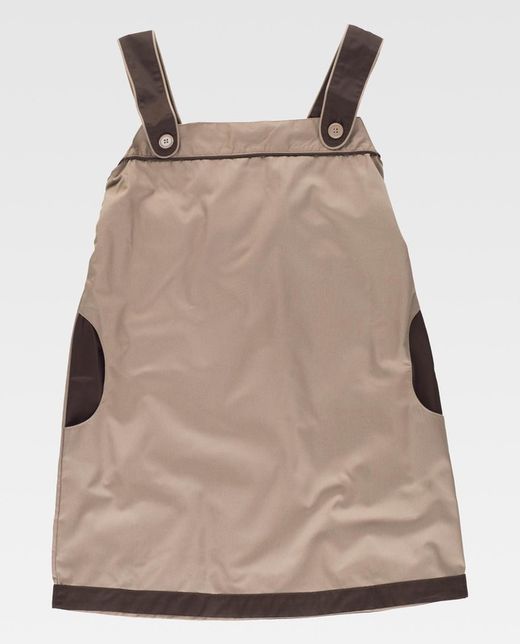 Zweifarbige Schürze mit Hosenträgern Beige Brown