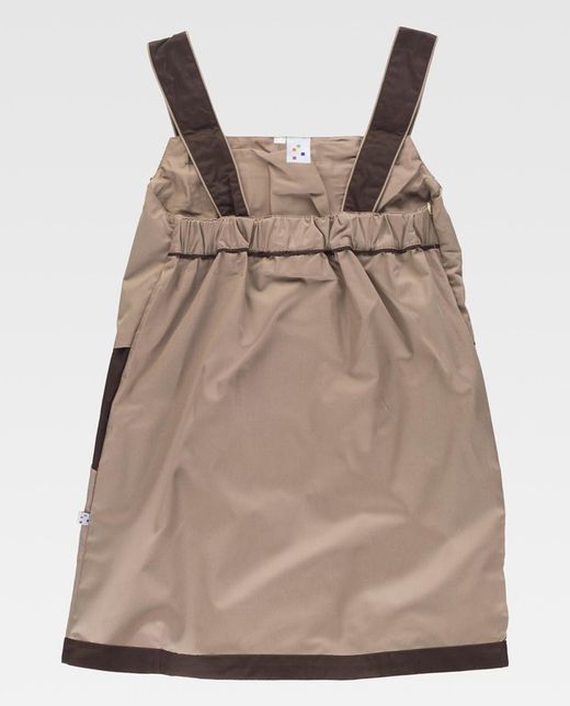 Zweifarbige Schürze mit Hosenträgern Beige Brown