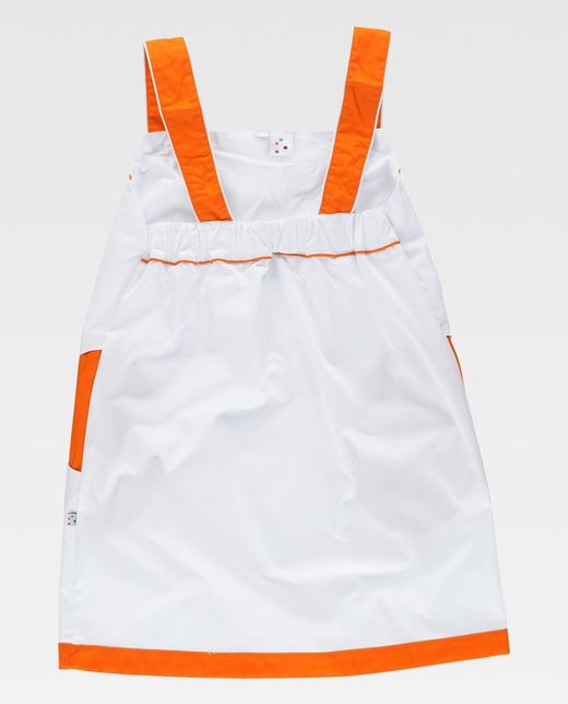 Zweifarbige Schürze mit Hosenträgern Weiß Orange