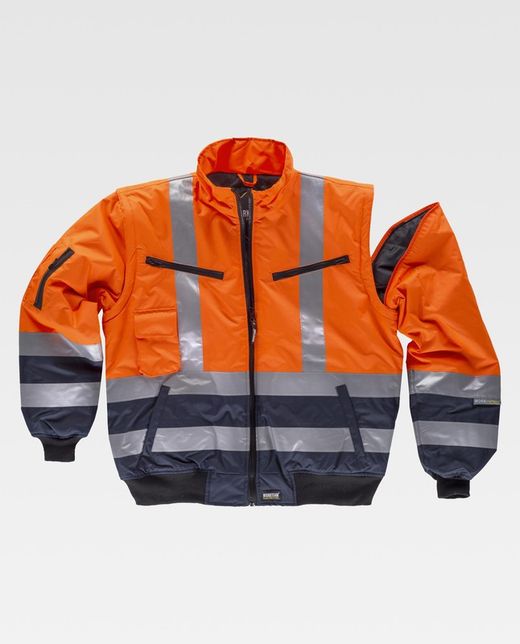 Kombiniertes Warnlicht mit reflektierenden Bändern EN471 Orange AV Navy
