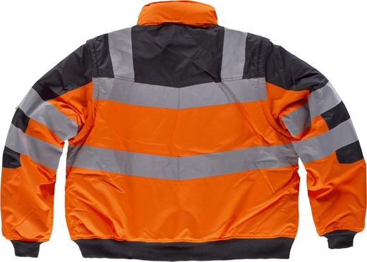 Pilot kombiniert mit Reißverschluss, Kapuze, abnehmbaren Ärmeln Reflektierende Streifen Schwarz Orange AV
