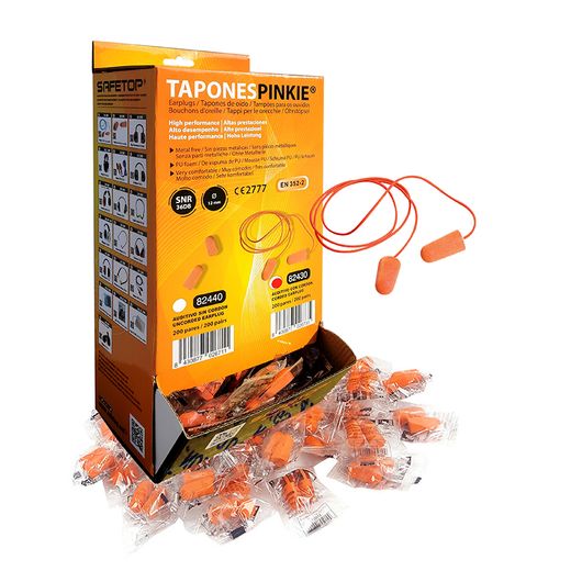 PINKIE CORDED PU Foam, tapones auditivos con cordón SNR 37 dB Caja 200 pares