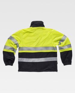 Zweifarbiges Fleece, Reißverschluss, 2 reflektierende Bänder an Brust, Rücken und Ärmeln Navy Yellow AV