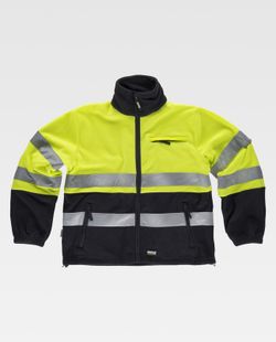 Zweifarbiges Fleece, Reißverschluss, 2 reflektierende Bänder an Brust, Rücken und Ärmeln Navy Yellow AV