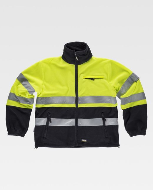 Zweifarbiges Fleece, Reißverschluss, 2 reflektierende Bänder an Brust, Rücken und Ärmeln Navy Yellow AV