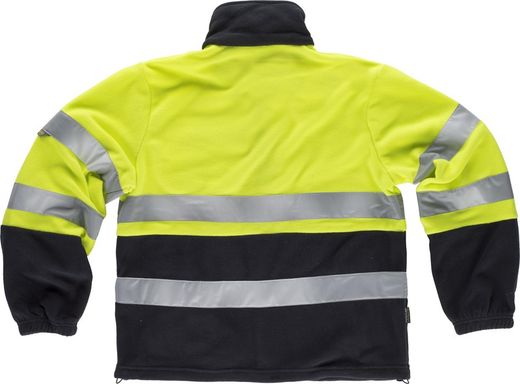 Zweifarbiges Fleece, Reißverschluss, 2 reflektierende Bänder an Brust, Rücken und Ärmeln Navy Yellow AV