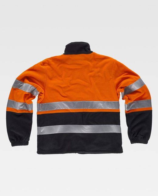 Zweifarbiges Fleece, Reißverschluss, 2 reflektierende Bänder auf Brust, Rücken und Ärmeln Navy Orange AV