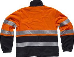 Zweifarbiges Fleece, Reißverschluss, 2 reflektierende Bänder auf Brust, Rücken und Ärmeln Navy Orange AV