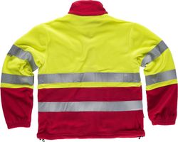 Zweifarbiges Fleece, Reißverschluss, 2 reflektierende Bänder an Brust, Rücken und Ärmeln Rot Gelb AV