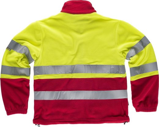 Zweifarbiges Fleece, Reißverschluss, 2 reflektierende Bänder an Brust, Rücken und Ärmeln Rot Gelb AV