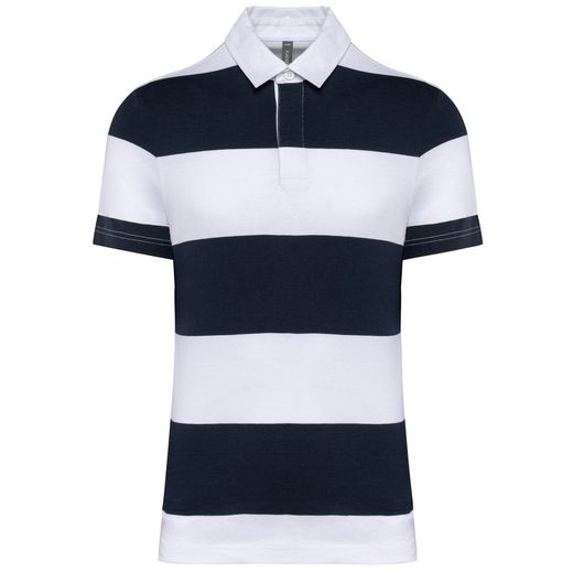 Gestreiftes Polohemd mit kurzen Ärmeln, Unisex