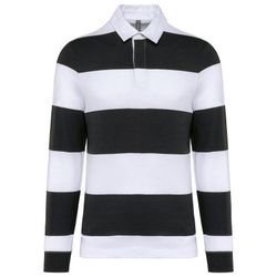 Gestreiftes Polohemd mit langen Ärmeln, Unisex