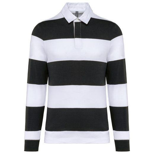 Gestreiftes Polohemd mit langen Ärmeln, Unisex