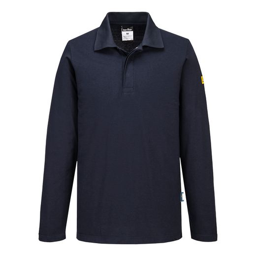 Polo antiestático ESD de manga larga Negro