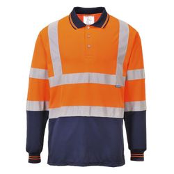 Zweifarbiges Langarm Polo-Shirt