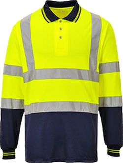 Zweifarbiges Langarm Polo-Shirt