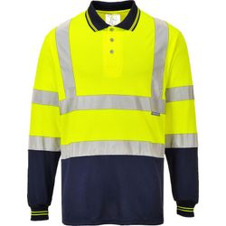 Zweifarbiges Langarm Polo-Shirt