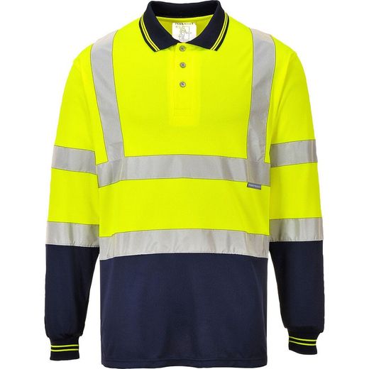 Zweifarbiges Langarm Polo-Shirt