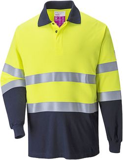 Polo bicolor ignífugo y antiestático