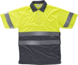 Polo combinado alta visibilidad manga corta Amarillo / Gris