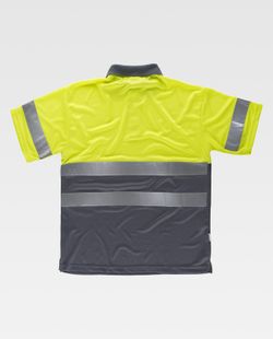 Kurzärmeliges, gut sichtbares kombiniertes Poloshirt Reflektierende Bänder Oberkörper und Ärmel EN ISO 20471: 2013 Gelb AV Grau