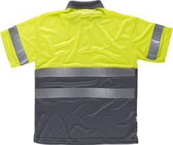 Kurzärmeliges, gut sichtbares kombiniertes Poloshirt Reflektierende Bänder Oberkörper und Ärmel EN ISO 20471: 2013 Gelb AV Grau