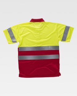 Kurzärmeliges, gut sichtbares kombiniertes Poloshirt Reflektierende Bänder Oberkörper und Ärmel EN ISO 20471: 2013 Gelb AV Rot