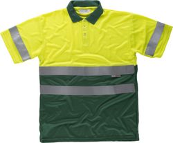 Polo combinado alta visibilidad manga corta Amarillo / Verde Oscuro