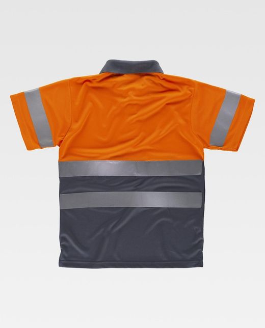 Polo combinado alta visibilidad manga corta Naranja / Gris