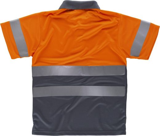 Polo combinado alta visibilidad manga corta Naranja / Gris