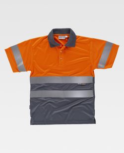 Polo combinado alta visibilidad manga corta Naranja / Gris