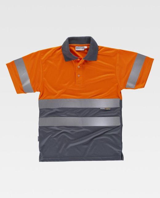 Polo combinado alta visibilidad manga corta Naranja / Gris