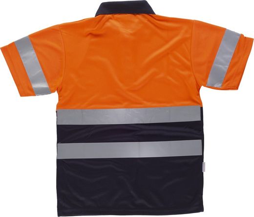 Kombiniertes gut sichtbares kurzärmeliges Poloshirt Reflektierende Bänder Oberkörper und Ärmel EN ISO 20471: 2013 Orange AV Marino