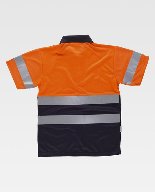 Kombiniertes gut sichtbares kurzärmeliges Poloshirt Reflektierende Bänder Oberkörper und Ärmel EN ISO 20471: 2013 Orange AV Marino
