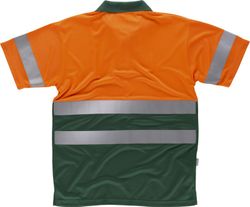 Polo combinado alta visibilidad Naranja / Verde Oscuro