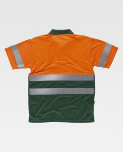 Polo combinado alta visibilidad Naranja / Verde Oscuro