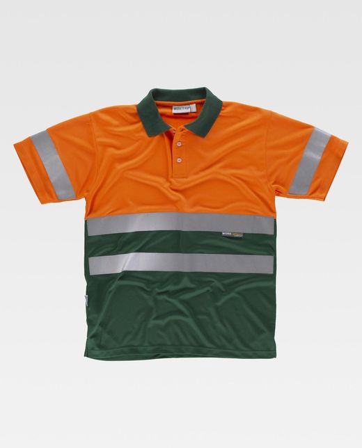 Polo combinado alta visibilidad Naranja / Verde Oscuro