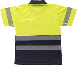 Polo combinado alta visibilidad manga corta con cintas Marino Amarillo