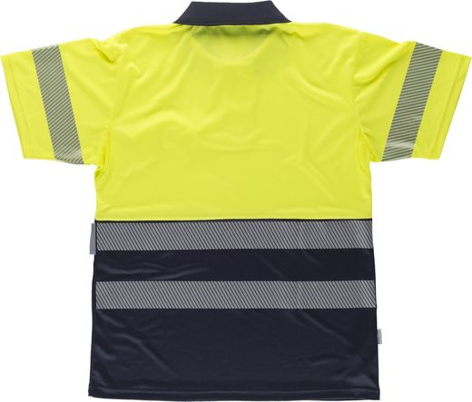 Polo combinado alta visibilidad manga corta con cintas Marino Amarillo